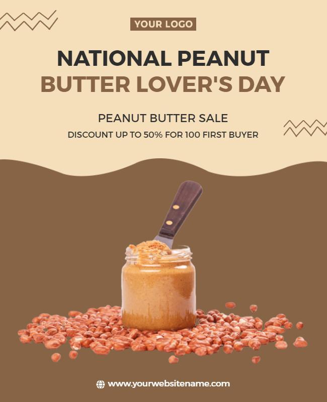 Delicious Peanut Butter Sale for National Lover's Day Poster Template