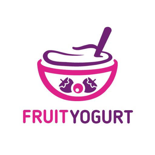 Delicious Pink Bowl with Fruit for Yogurt Lovers Logo Template