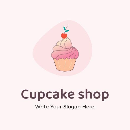 Delicious Pink Frosting Cupcake Design for Bakery Logo Template