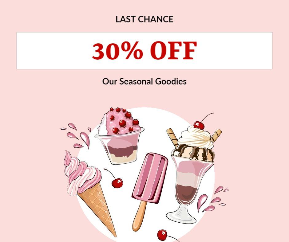 Delicious Pink Ice Cream Seasonal Treats Promotion Ad Template