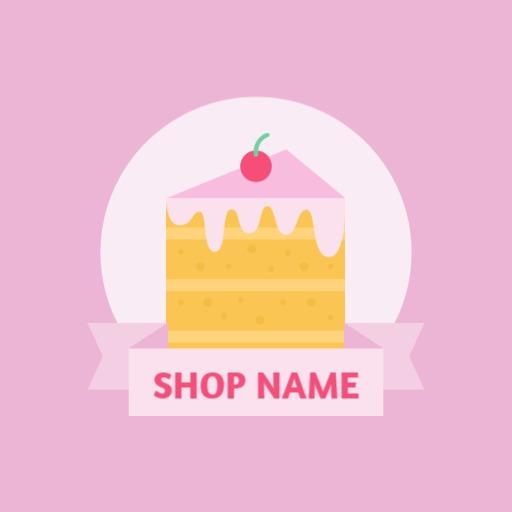 Delicious Pink Layered Cake with Cherry Design Logo Template