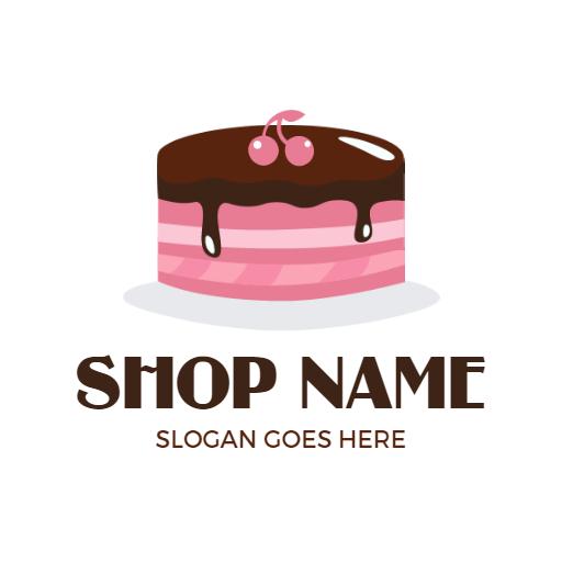 Delicious Pink Layered Cake with Cherry Topping Logo Template