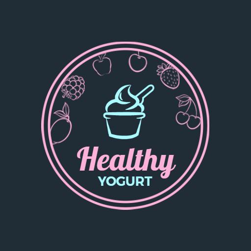 Delicious Pink Yogurt Cup with Fresh Fruits Design Logo Template