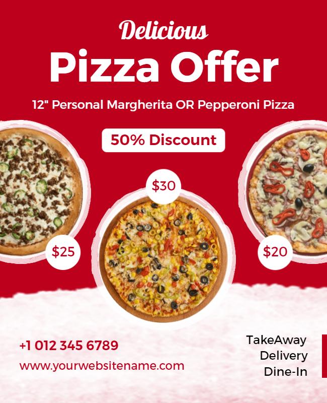 Delicious Pizza Discount Offer Flyer Template