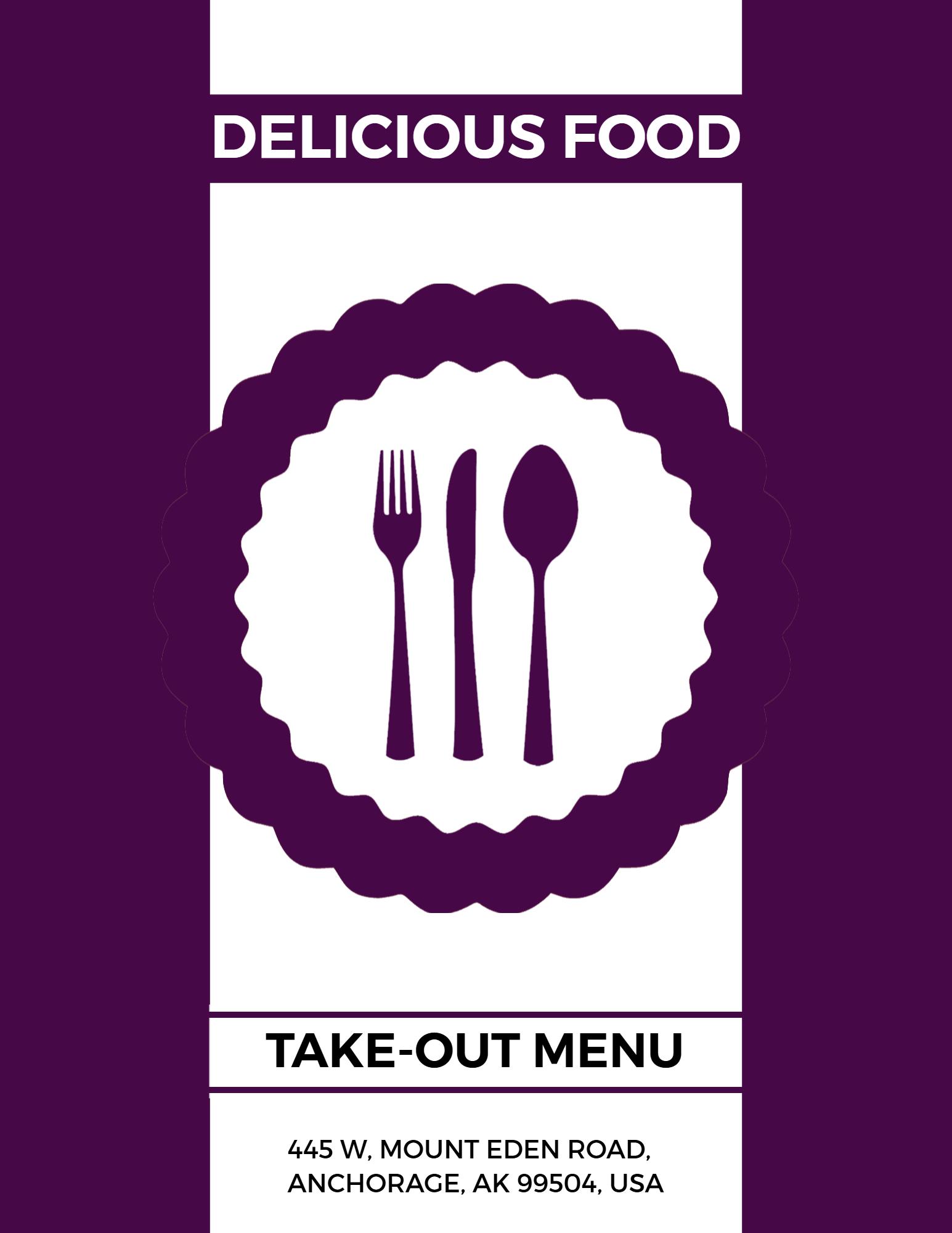 Delicious Pizza Options and Chef's Specials Take-Out Menu Template