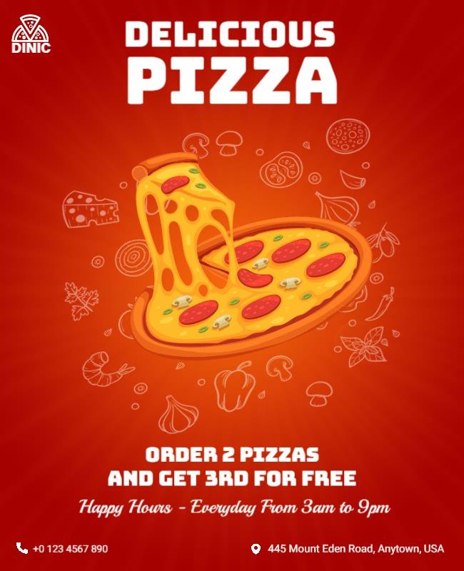 Delicious Pizza Promotion Offer Flyer Template