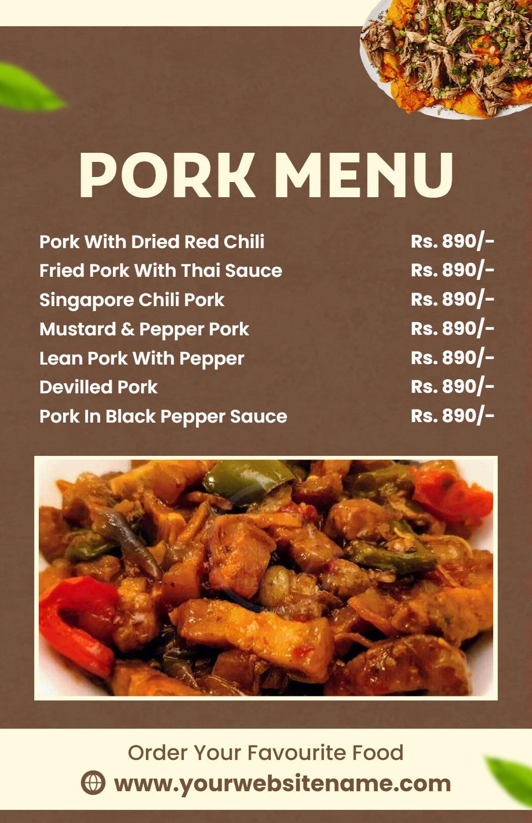 Delicious Pork Menu Template