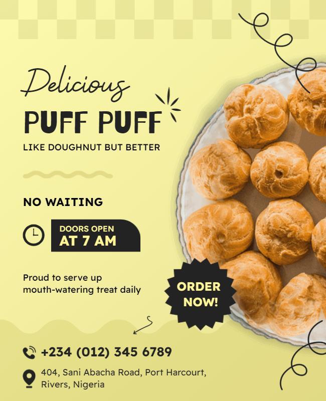 Delicious Puff Puff Bakery Promotion Flyer Template