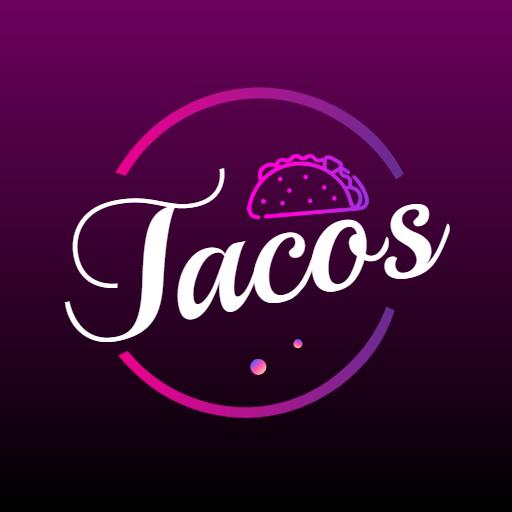 Delicious Purple and Pink Taco Themed Restaurant Logo Template