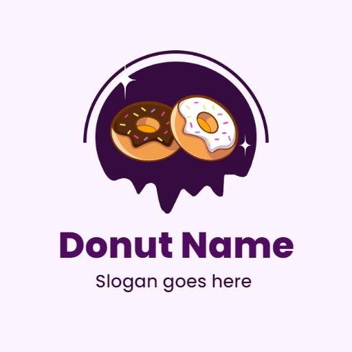 Delicious Purple Background with Sweet Donuts Logo Template