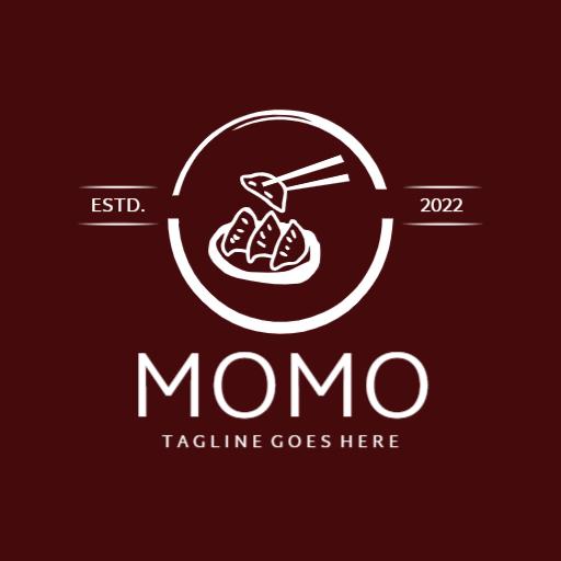 Delicious Red Background Showcasing Traditional Momos Logo Template