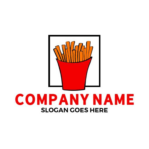 Delicious Red Bucket of French Fries Icon Logo Template
