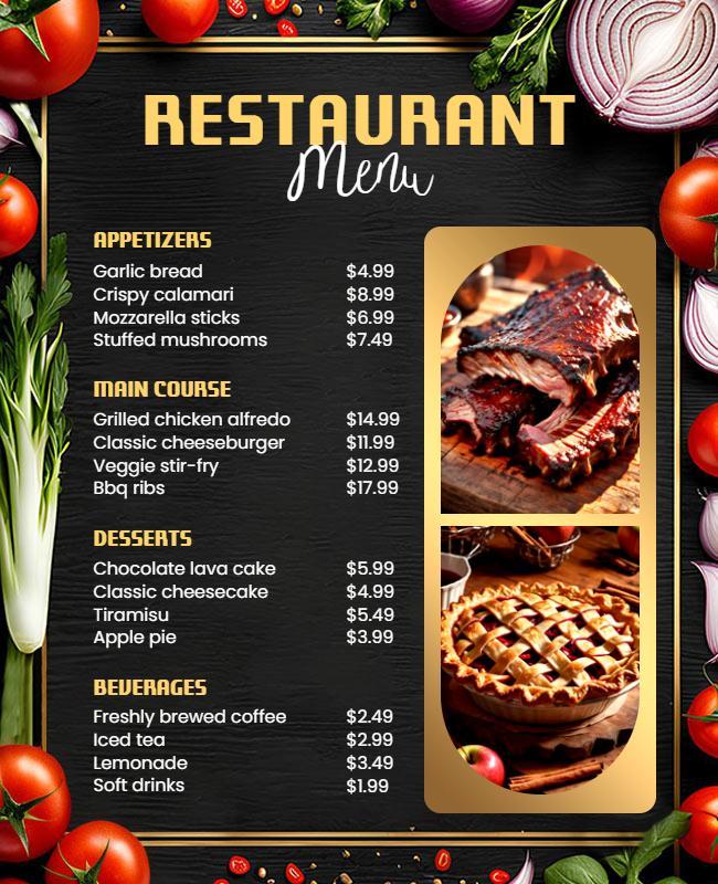 Delicious Restaurant Menu Design Flyer Template