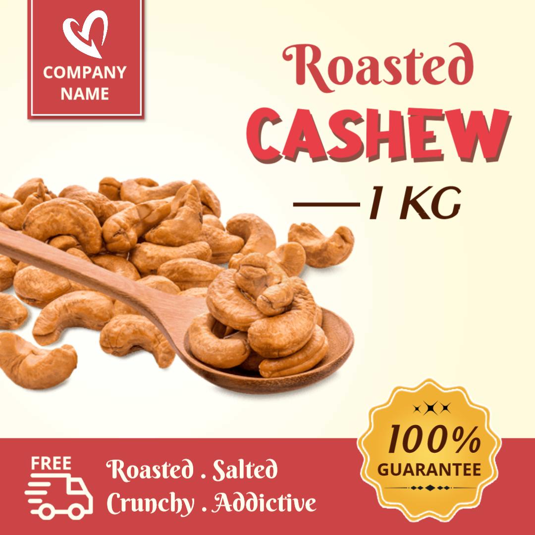 Delicious Roasted Salted Cashew Nuts Packaging Ad Template