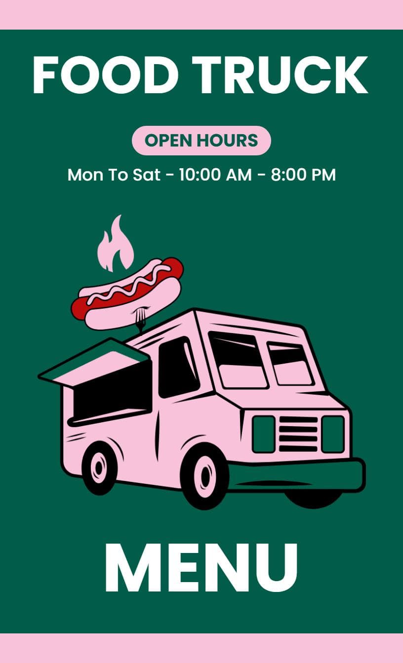 Delicious Sandwiches and Pasta Selections for Food Truck Menu Template