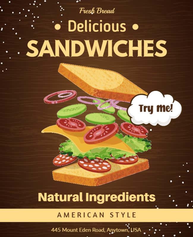 Delicious Sandwiches with Natural Ingredients Flyer Template