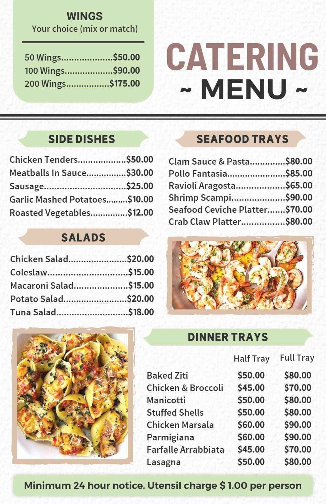 Delicious Seafood, Salads, and Entrees for Every Event Catering Menu Template