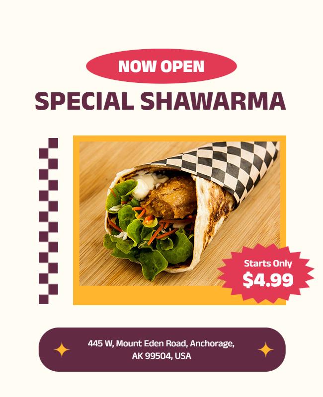 Delicious Shawarma Restaurant Opening Flyer Template