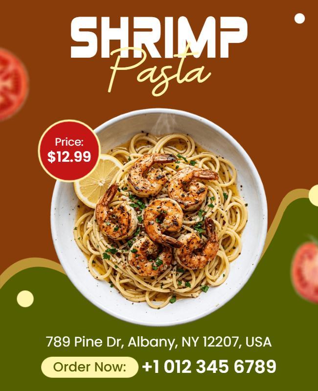 Delicious Shrimp Pasta Restaurant Promotion Flyer Template