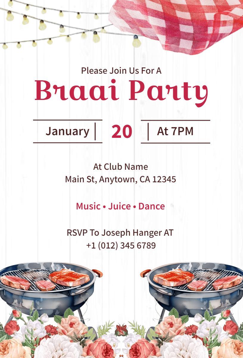 Delicious South African Braai Barbecue Party Invitation Template
