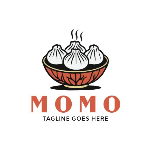 Delicious Steamed Momos Served in a Bowl Logo Template