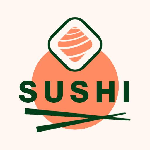 Delicious Sushi Dish Design Featuring Vibrant Orange Elements Logo Template