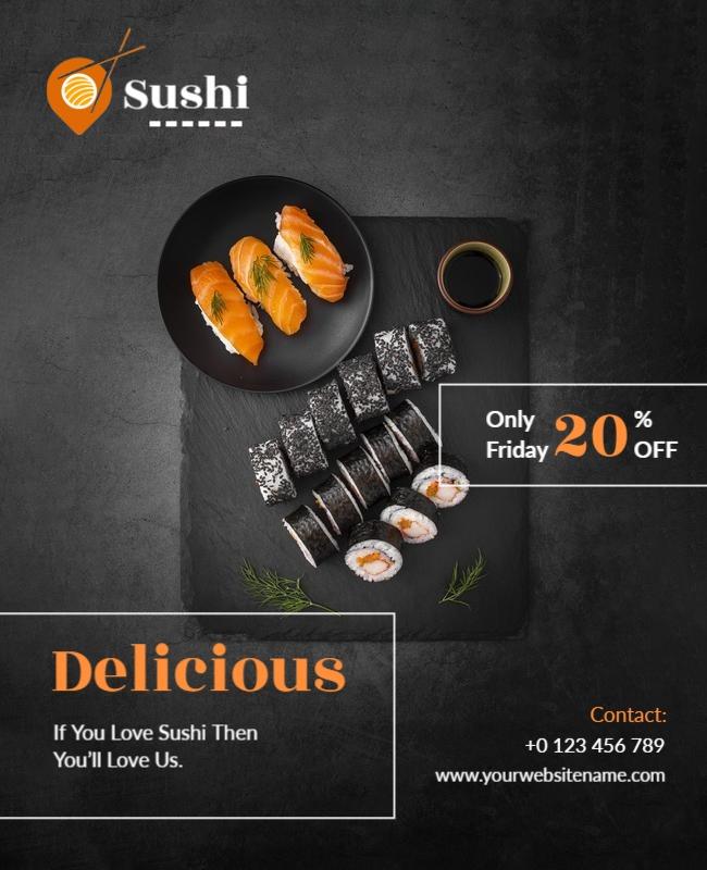 Delicious Sushi Restaurant Promotion Flyer Template