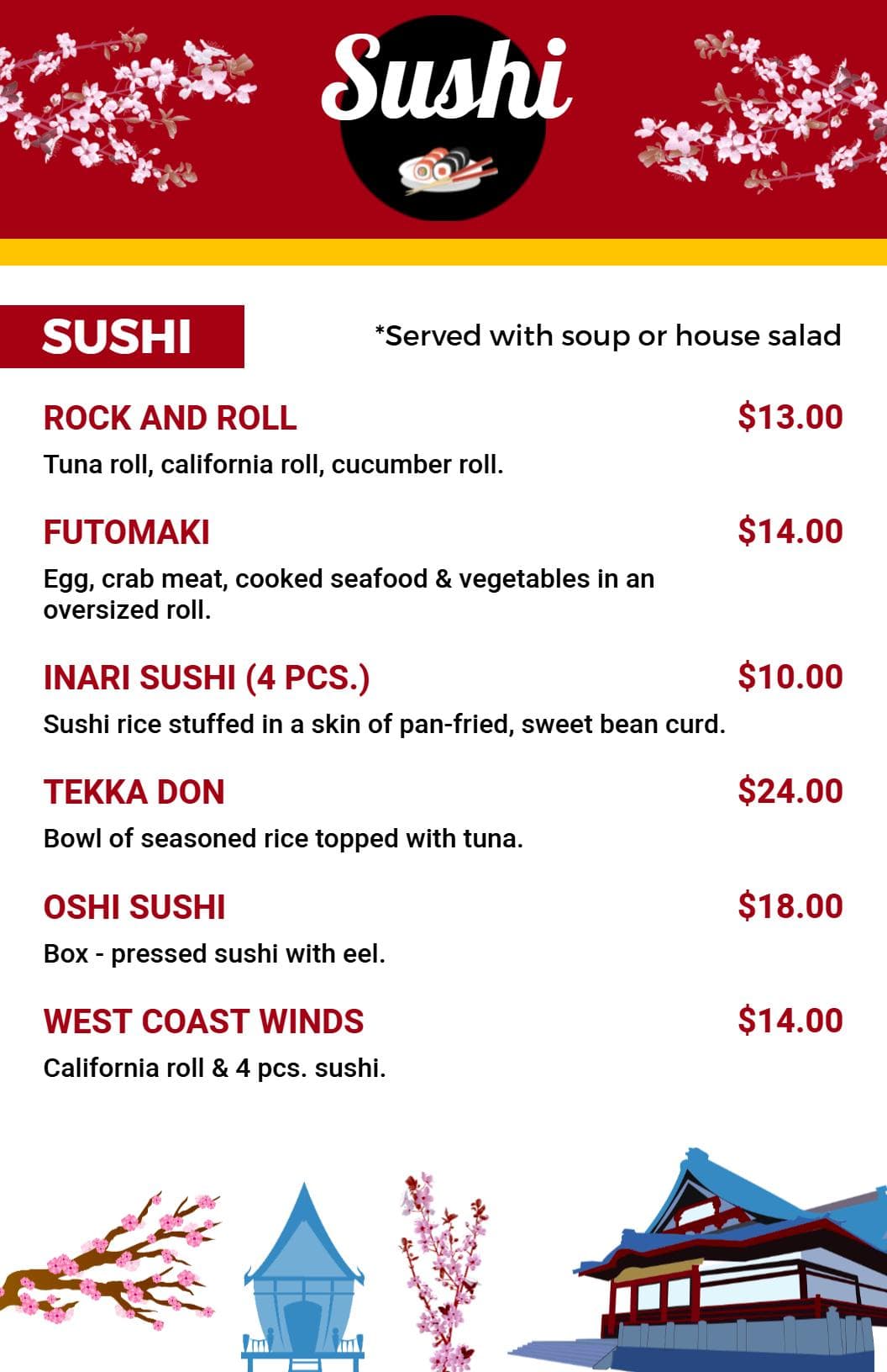 Delicious Sushi Varieties Featuring Fresh Ingredients Sushi Menu Template