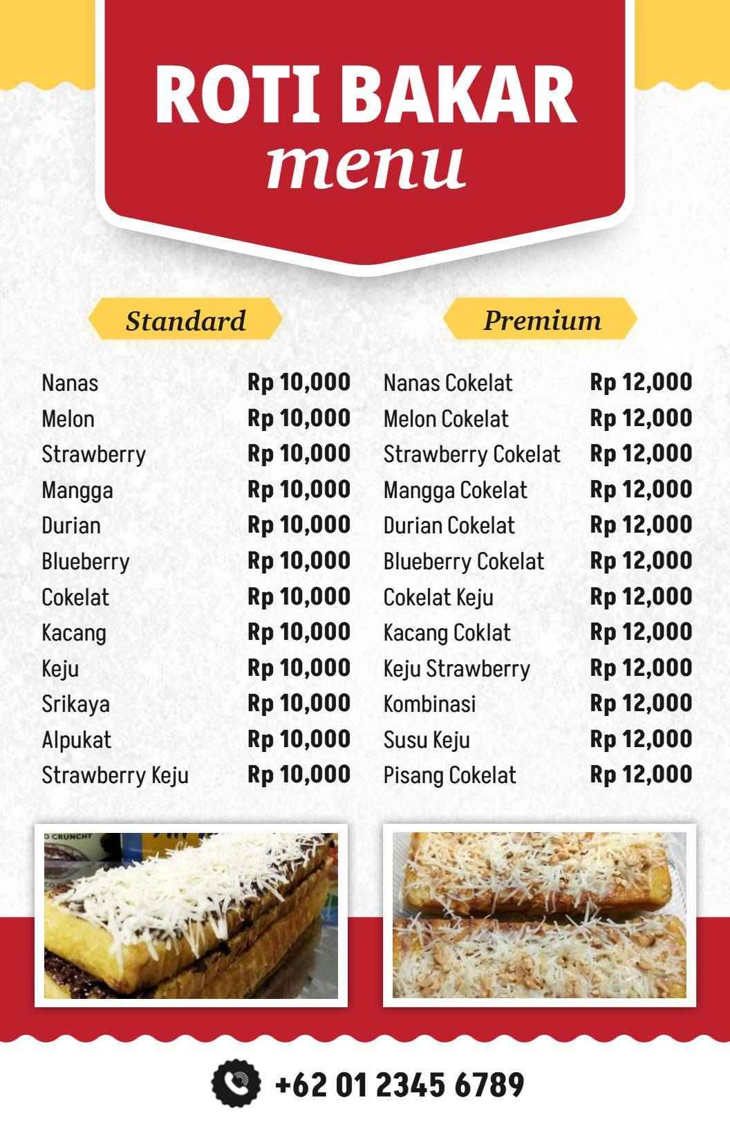 Delicious Sweet Toast Varieties with Toppings Bakery Menu Template