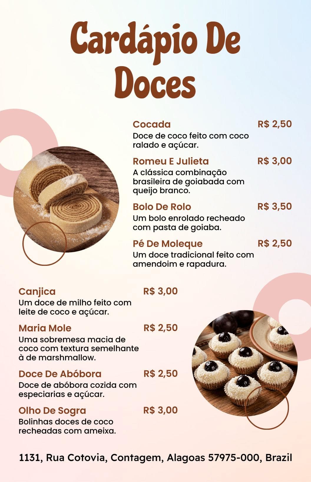Delicious Traditional Desserts Featuring Coconut and Sweet Flavors Dessert Menu Template
