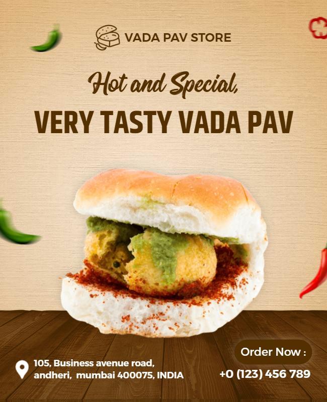 Delicious Vada Pav Promotional Flyer Template