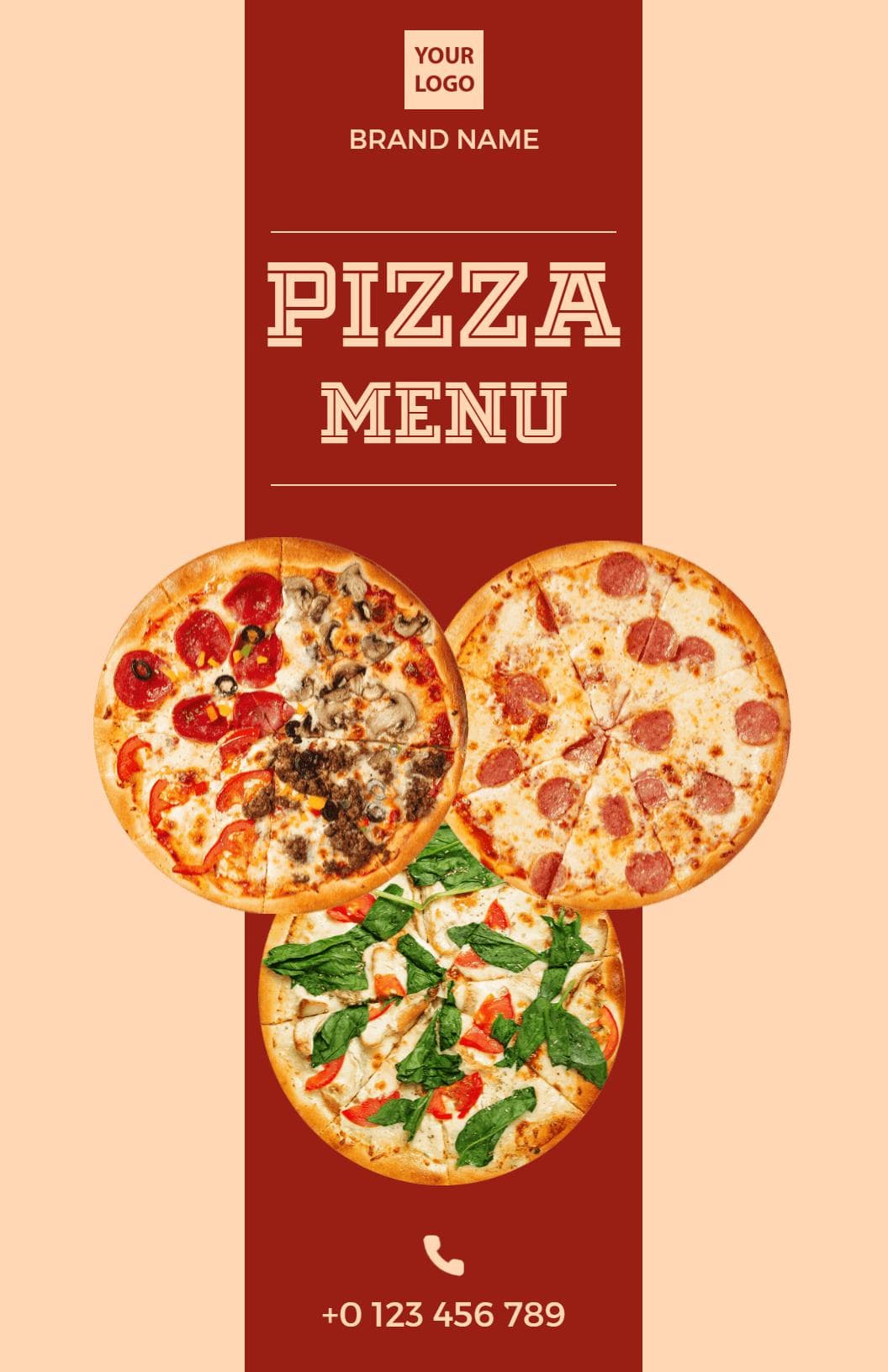 Delicious Variety of Gourmet and Classic Pizza Menu Template