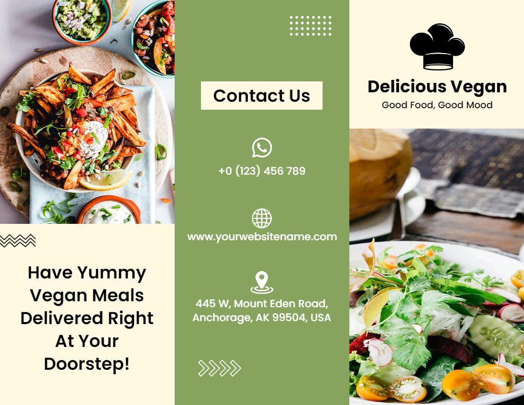 Delicious Vegan Meal Delivery Healthy Food Brochure Template