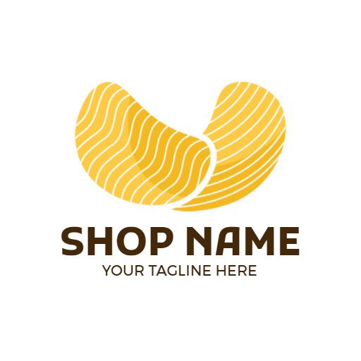 Delicious Yellow Chips Logo Design with Unique Wave Patterns Logo Template