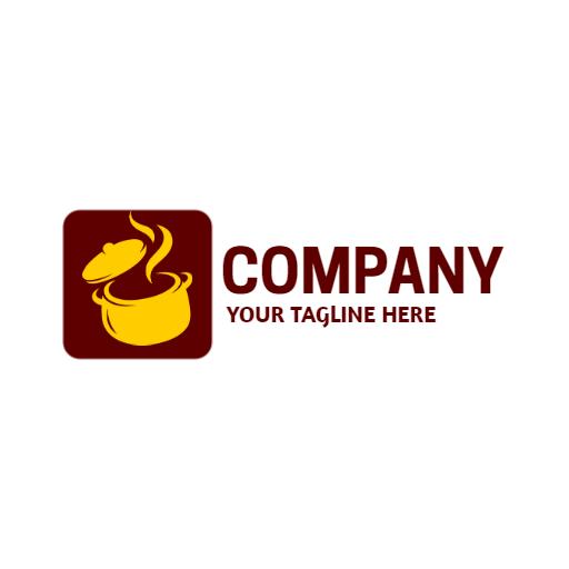 Delicious Yellow Cooking Pot with Steam for Culinary Logo Template