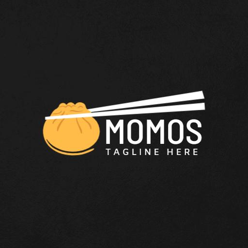 Delicious Yellow Dumpling with Chopsticks Representing Momos Logo Template