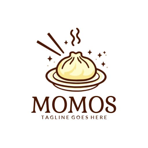 Delicious Yellow Momos Served on a Plate with Chopsticks Logo Template