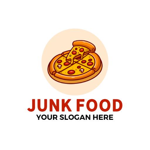 Deliciously Cheesy Pizza with Toppings on a Circular Background Logo Template