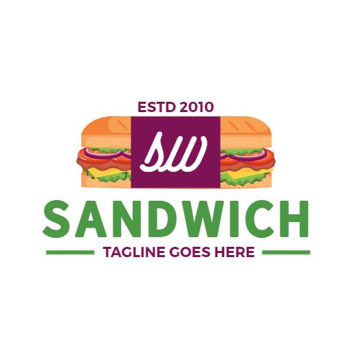 Deliciously Crafted Colorful Sandwich for Food Lovers Logo Template