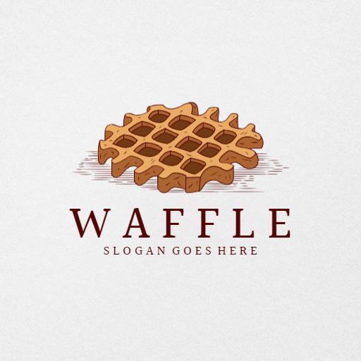 Deliciously Crafted Golden Brown Waffle Delight Logo Template