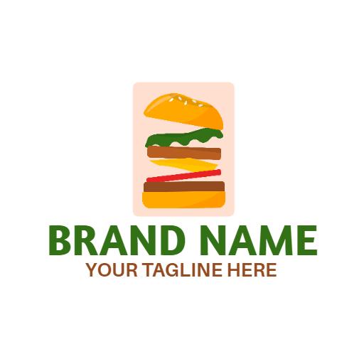 Deliciously Crafted Hamburger Stack Highlighting Fresh Ingredients Logo Template