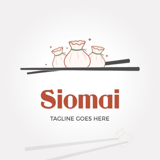 Deliciously Crafted Siomai Dumplings on Elegant Chopsticks Logo Template