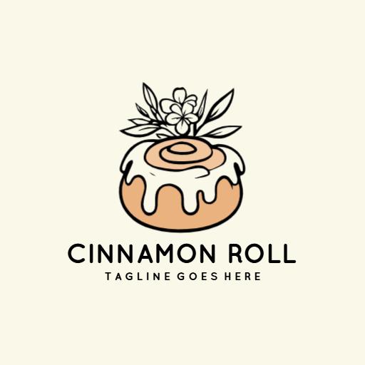 Deliciously Decorated Cinnamon Roll with Sweet Glaze Logo Template