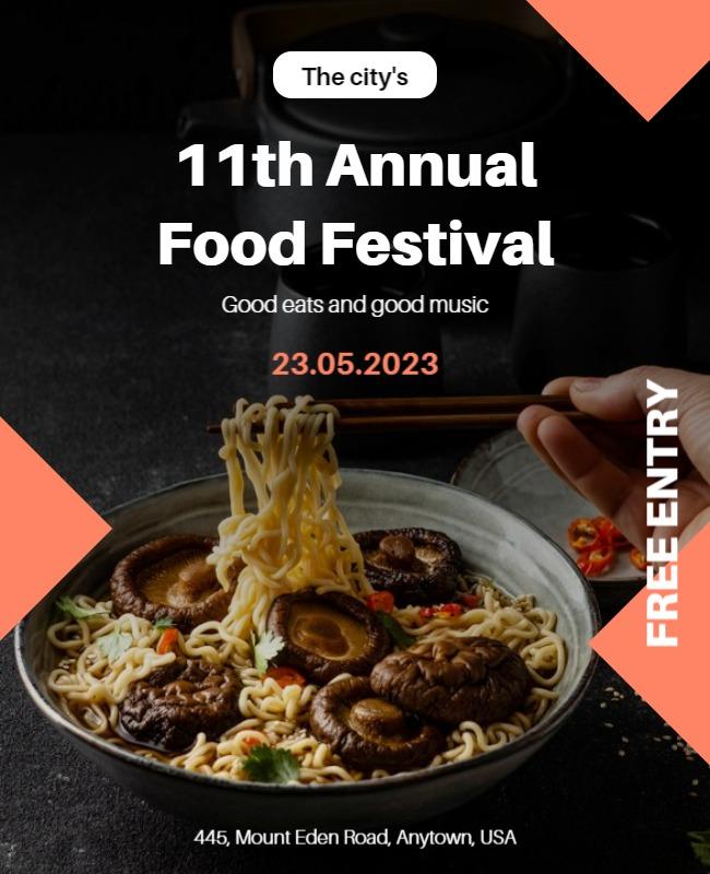 Deliciously Styled Noodle Dish Food Festival Poster Template