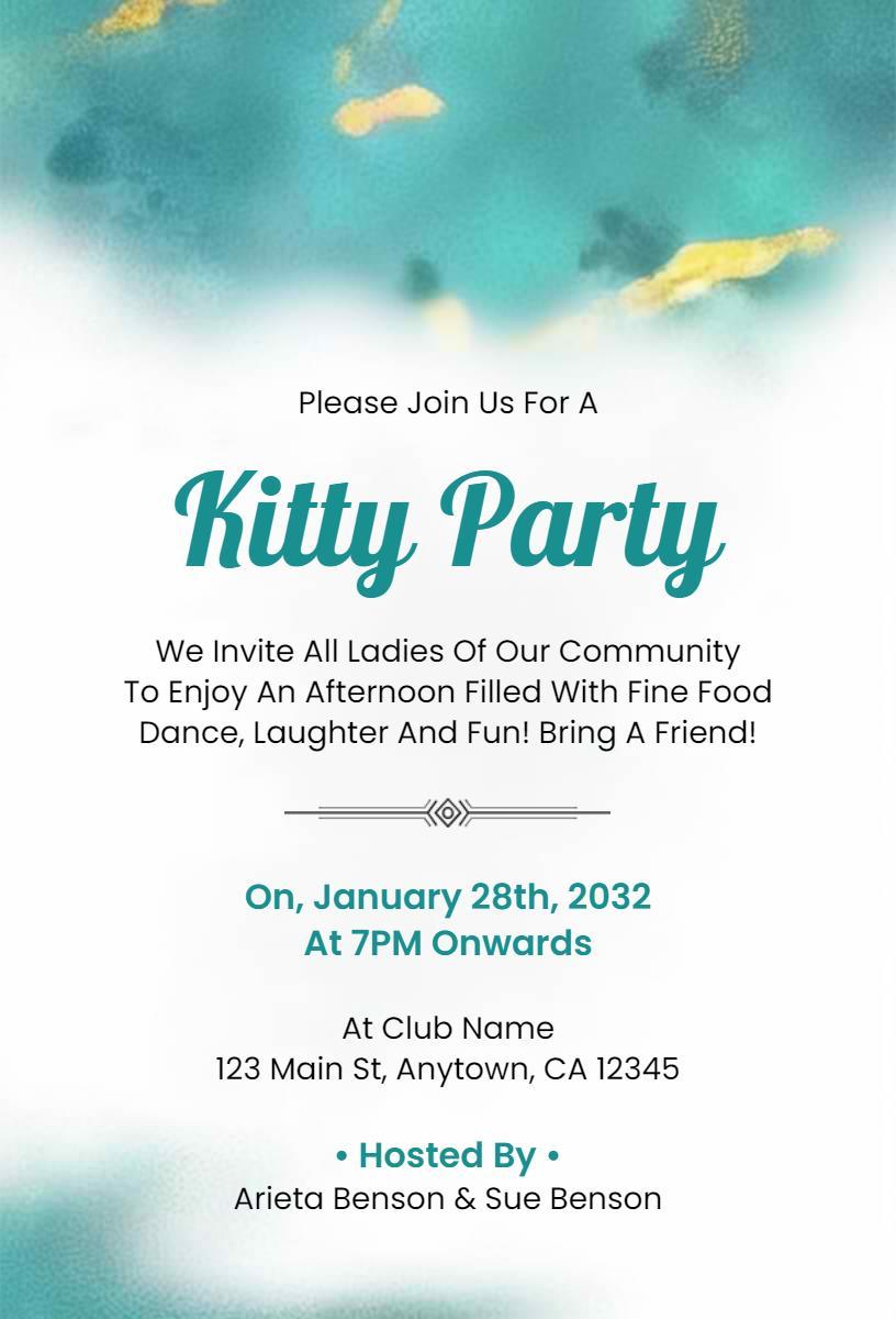 Delightful Afternoon Kitty Party Invitation Template