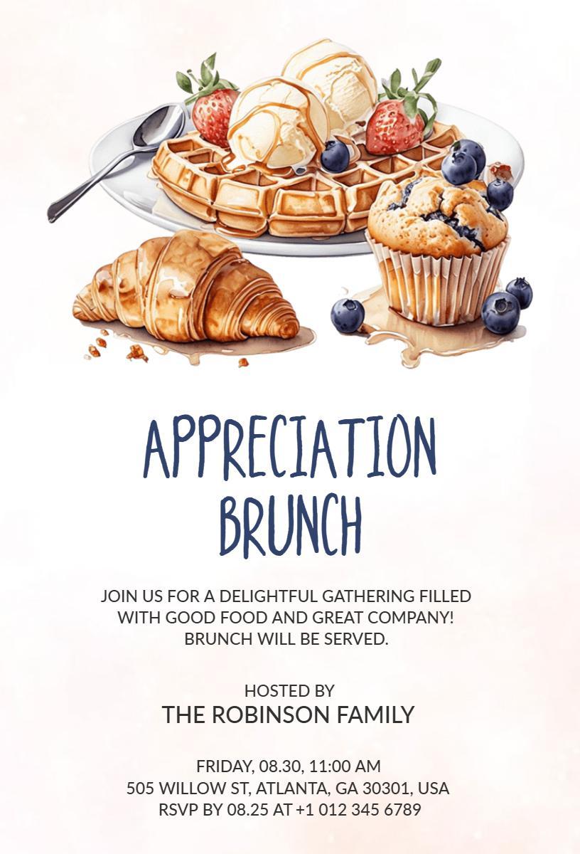 Delightful Appreciation Brunch Celebration Invitation Template