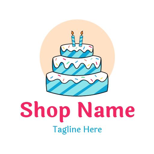 Delightful Blue and White Layered Cake Design for Bakery Logo Template