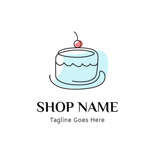Delightful Blue Cake Design Showcasing Sweet Treats Logo Template