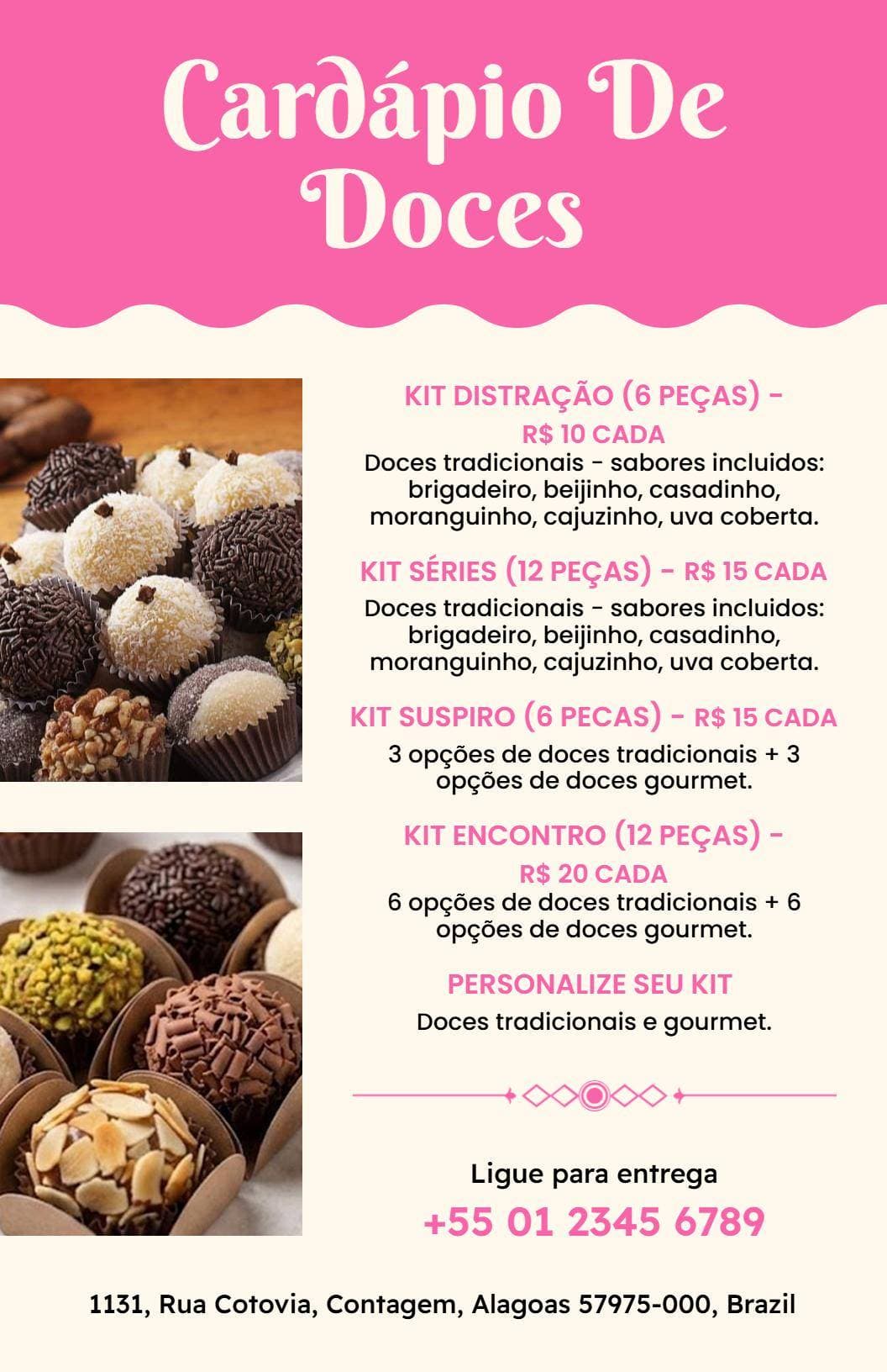 Delightful Brazilian Sweets and Traditional Treats Dessert Menu Template