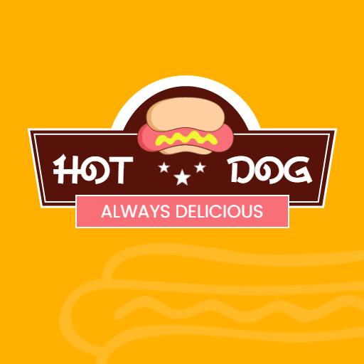 Delightful Brown and Yellow Hotdog Logo Featuring Tasty Design Logo Template